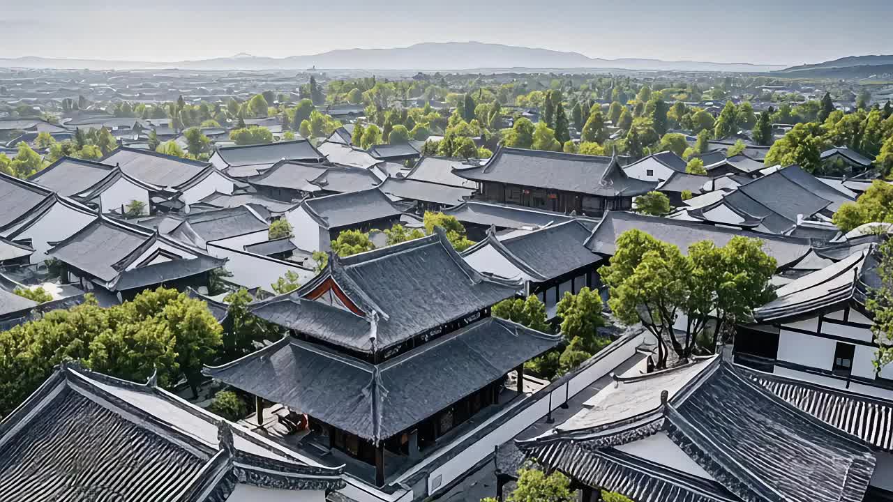 徽派古村落屋顶航拍
