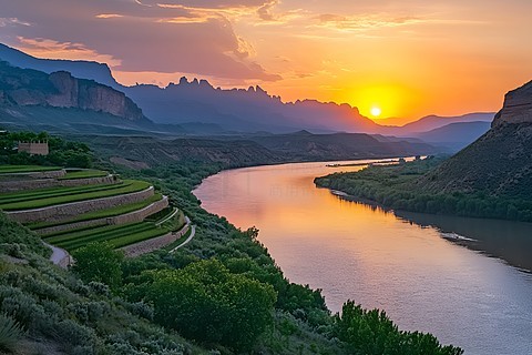 黄河夕阳